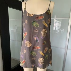 Show me your Mumu slip feathers print Mini Dress.